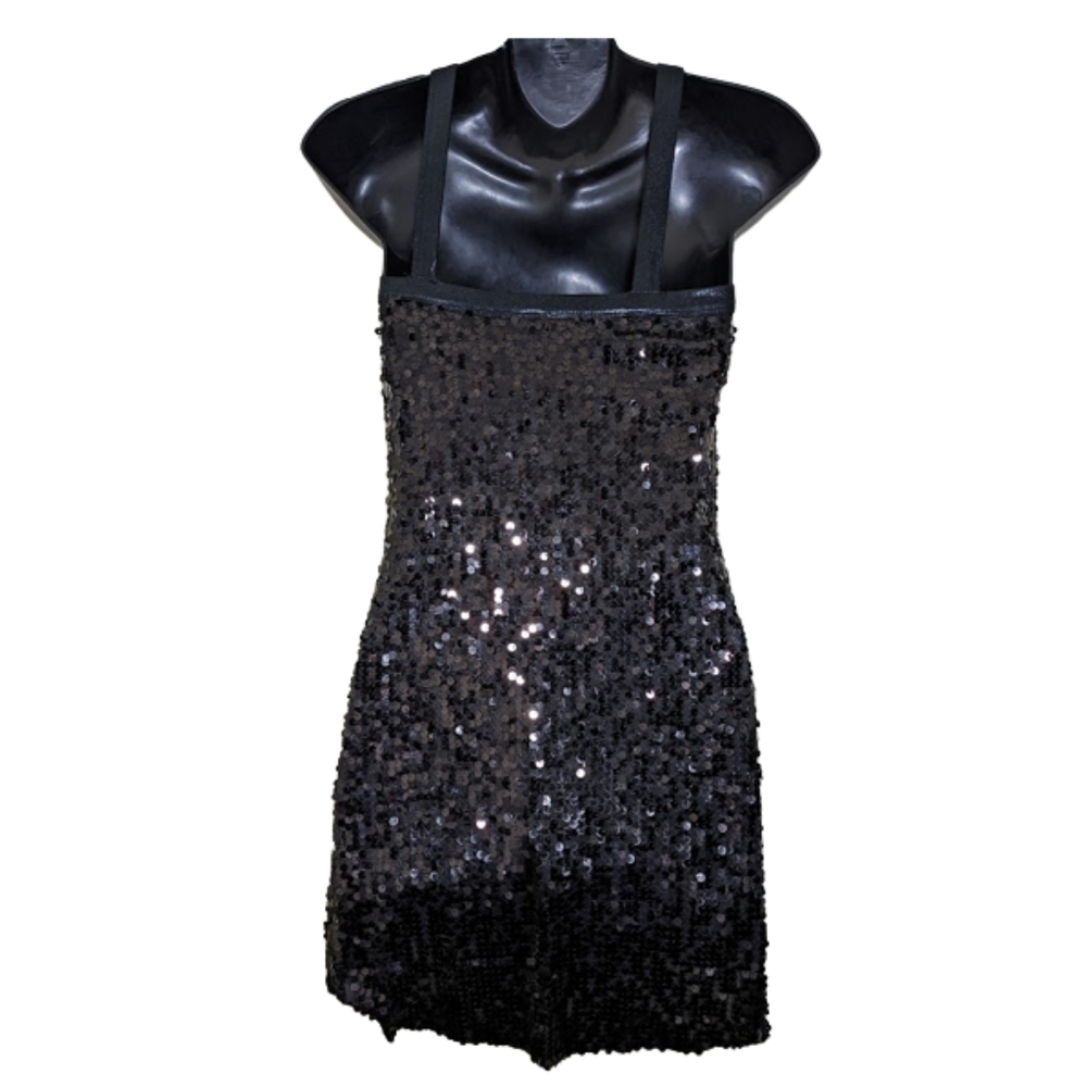 BALERA Black Sequin Cross Front Performance Mini Dress - Picture 4 of 7